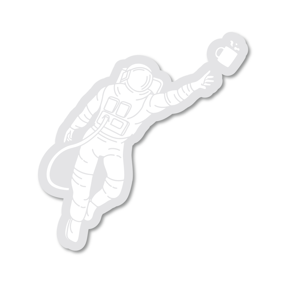 White Rocketman Sticker – Copper Moon Coffee