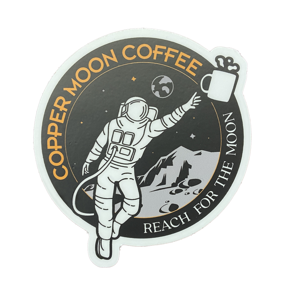 Rocketman Reach for the Moon Sticker | Copper Moon Coffee
